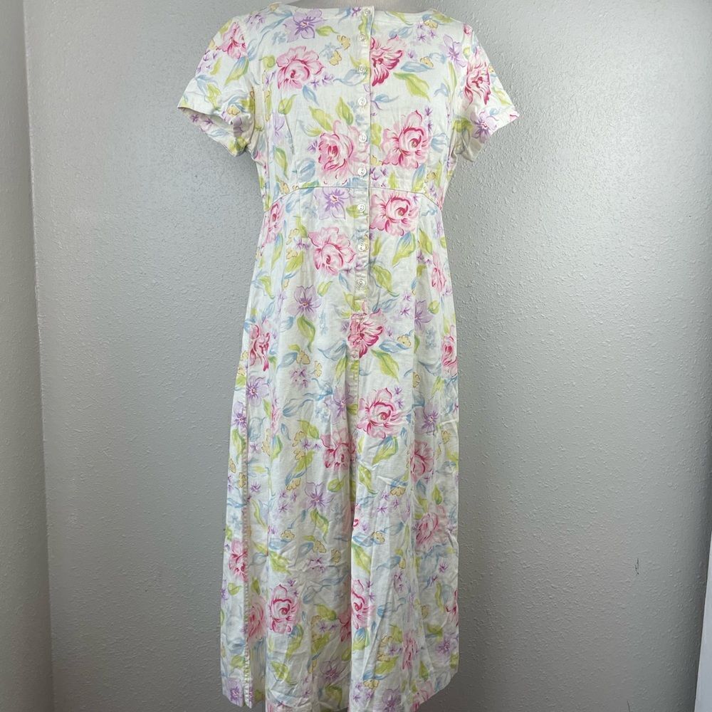 Liz Claiborne LizWear Short Sleeve Floral Half Button Down Shirt Size M